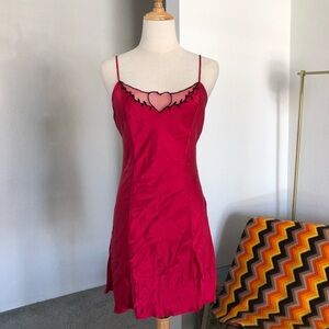1990s Victoria's Secret Coquette Silk Heart Thorn Mesh Mini Chemise Slip